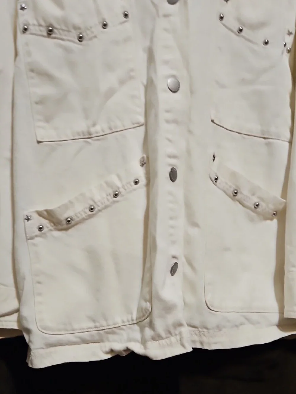 Universal Thread Cream Stud-Trim Utility Jean Jacket